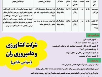 آگهی جذب و استخدام نیرو فرصت شغلی جدید در حوزه مدیر بازرگانی و کارشناس سیستم ها و روش ها